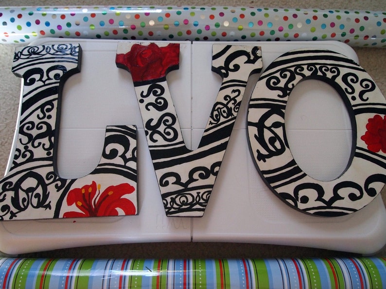 Black Red and White Letters | Etsy