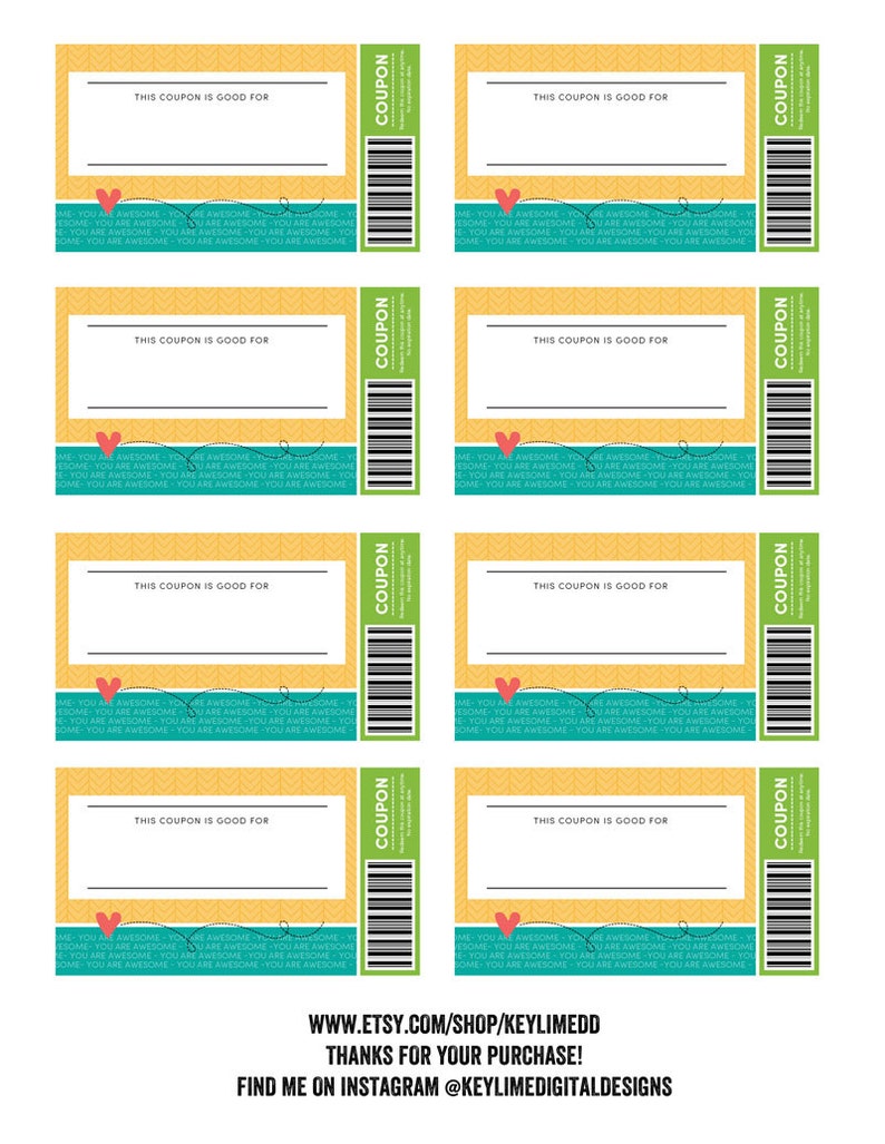 kids reward coupons printable love coupons coupons for etsy