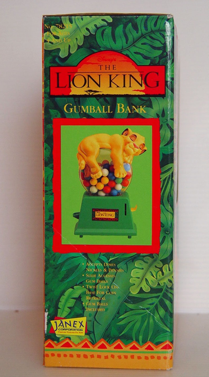 Lion King Gumball Bank Disney Cartoon Simba Janex78215 Etsy 5117