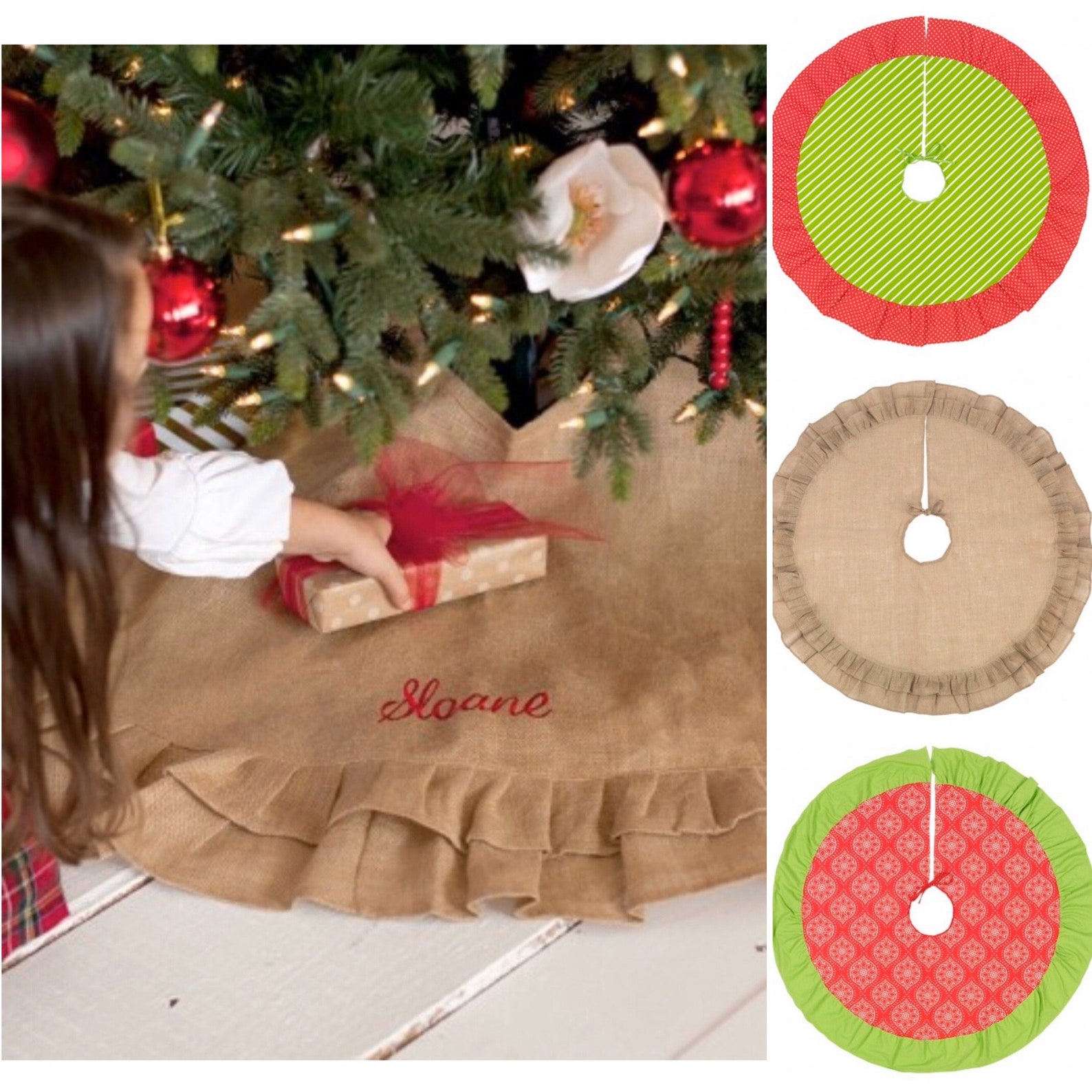 Monogram Tree Skirt Personalized Tree Skirt Christmas Tree Etsy
