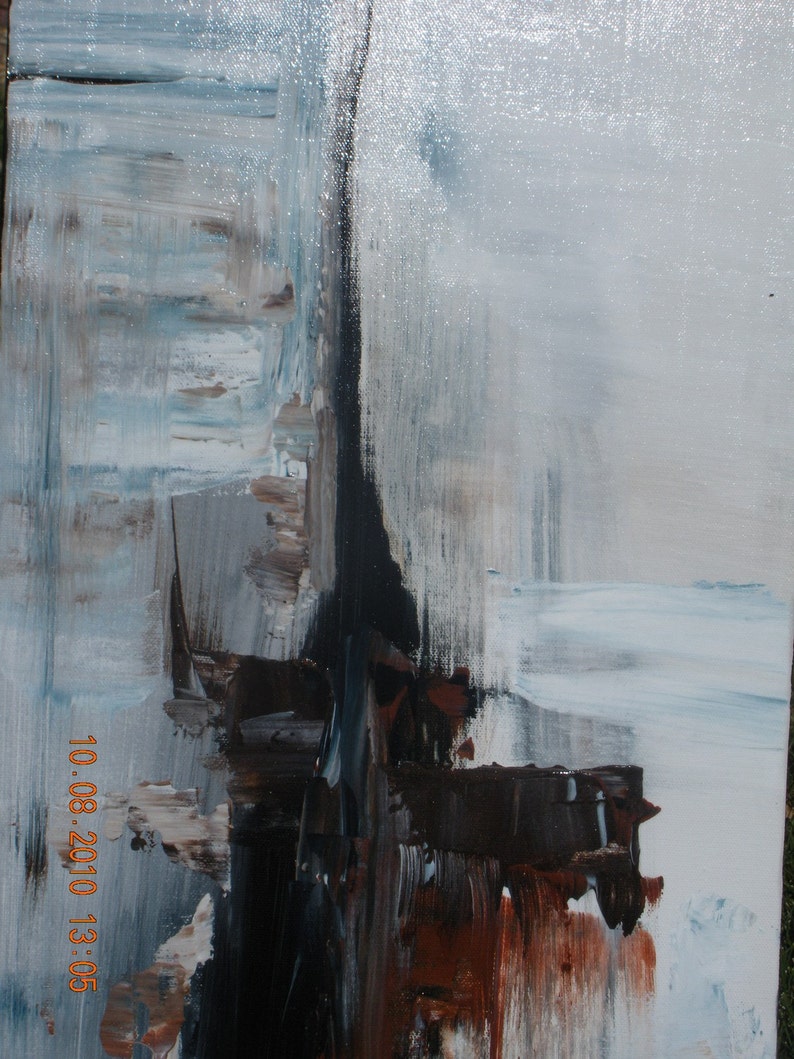 Original Abstract Painting Blue Painting Brown Painting Etsy