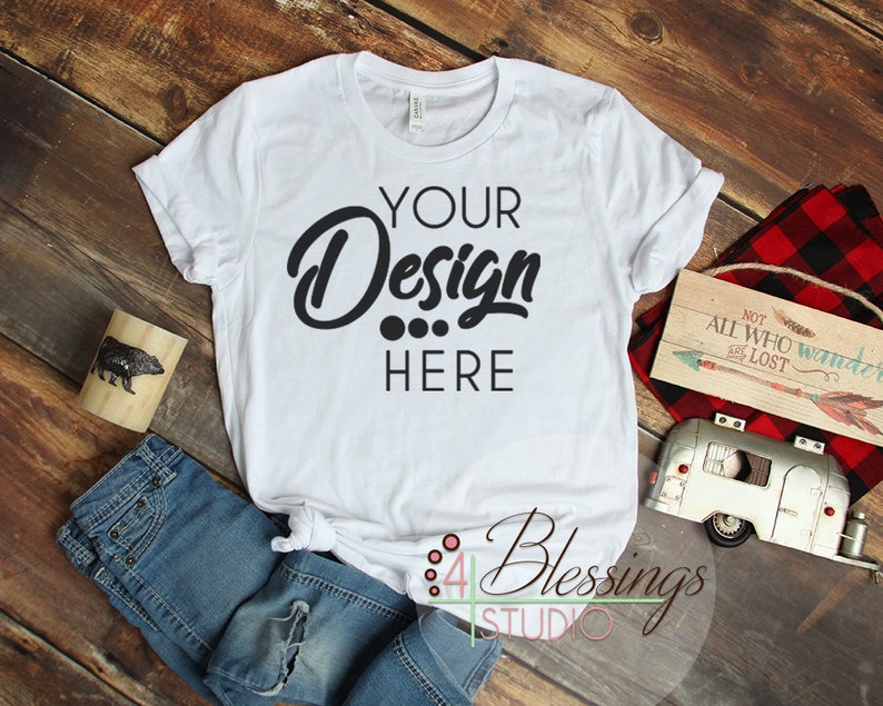 Download Camping Mockup White Bella Canvas 3001 T Shirt Mockup ...