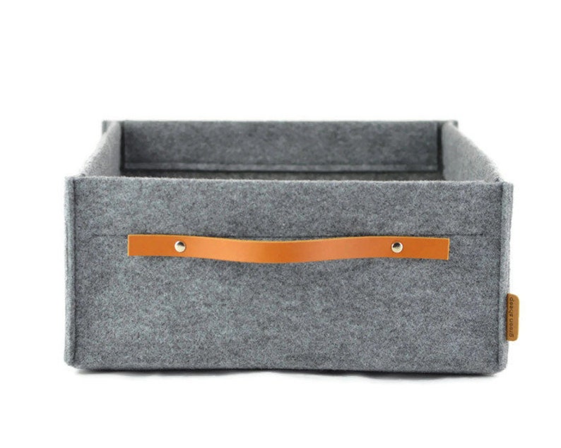 Felt storage box with leather handle fits to Ikea Kallax ...