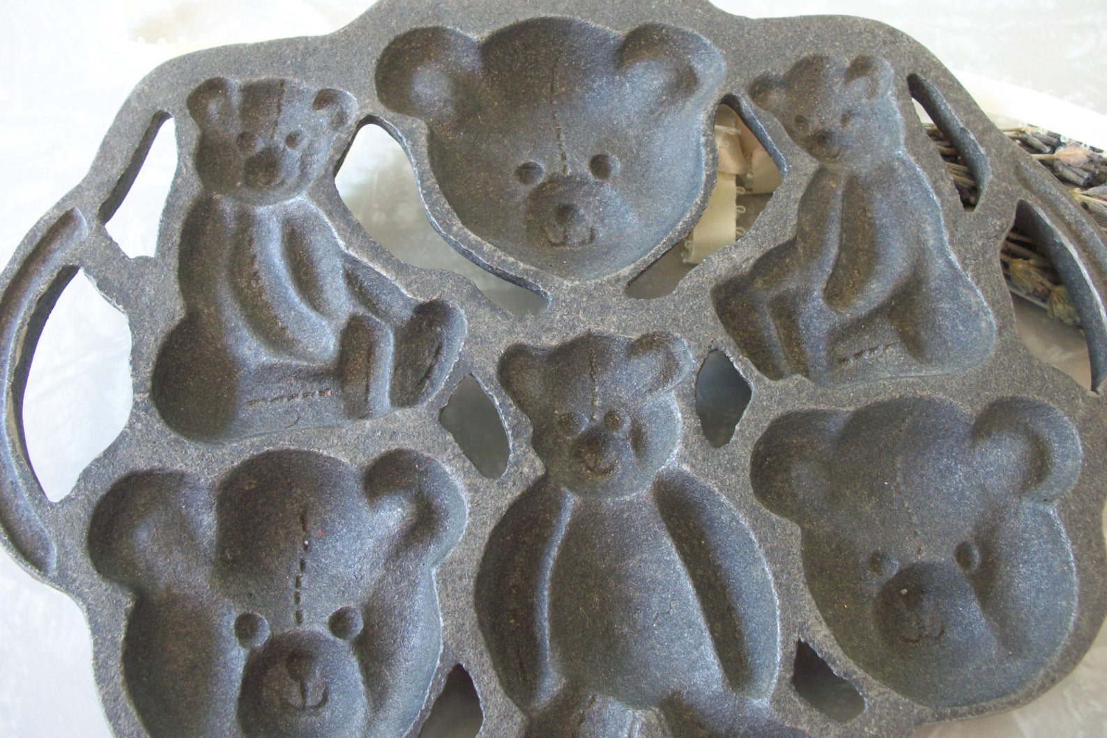 Vintage Cast Iron Teddy Bear Mold Multiple Bears on One Mold Etsy