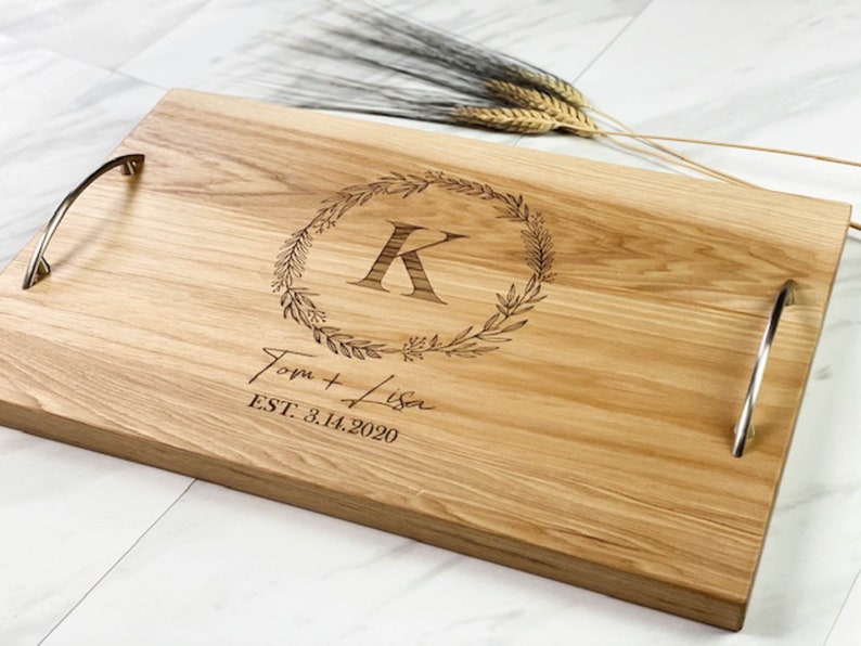 Personalized serving tray with handles Wedding gift for Etsy