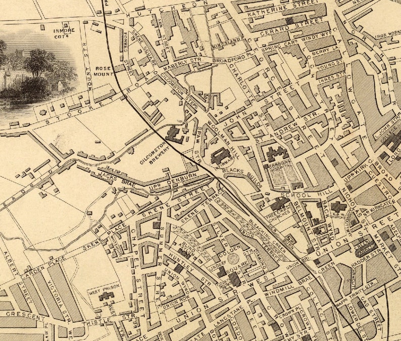 Aberdeen map Historical map of Aberdeen fine print on paper Etsy