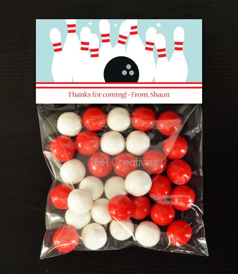 Personalized Bowling Treat Bag Topper DIY Printable Digital Etsy