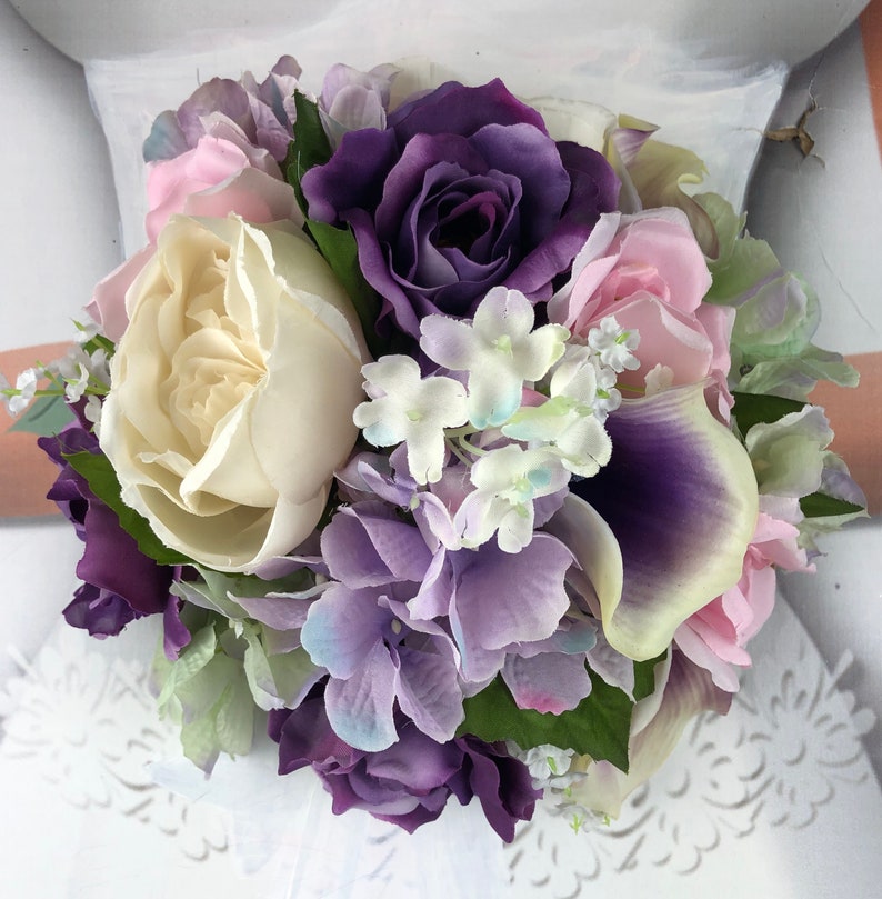 Artificial Wisteria Wedding Bouquet Purple Bridal Bouquet Etsy