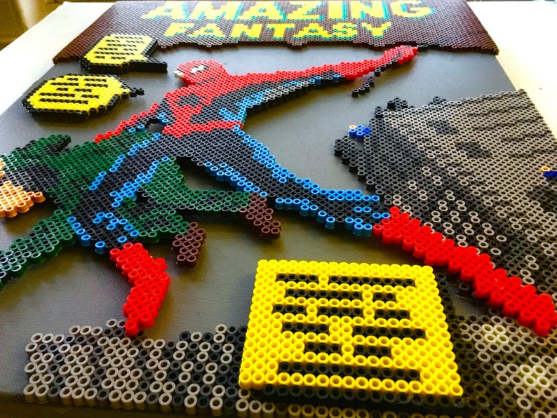 3D Amazing Fantasy SpiderMan Perler Bead Pixel Pop Art Etsy