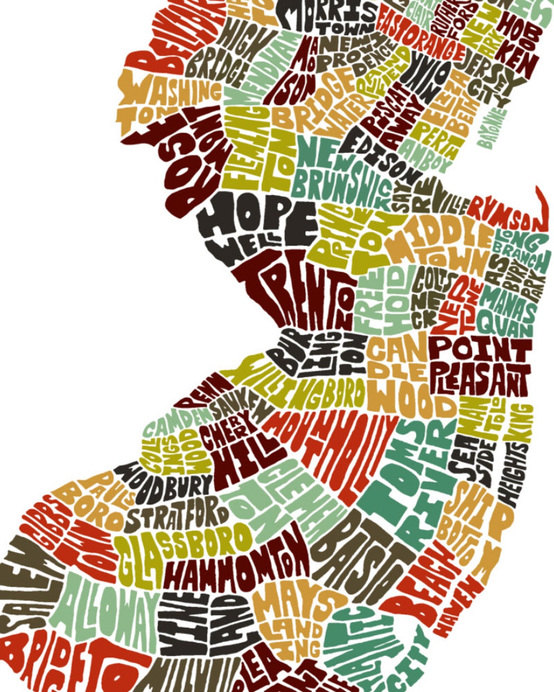 New Jersey map art FRAMED New Jersey decor framed print of | Etsy