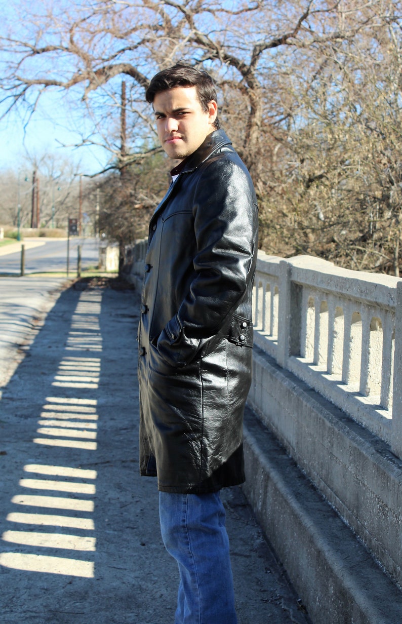 Black Leather Coat Soft Leather Removable Liner 38 Men Vintage Leather Coat 70s Coat Men Vintage Leather Coat