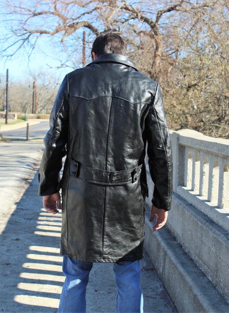 Black Leather Coat Soft Leather Removable Liner 38 Men Vintage Leather Coat 70s Coat Men Vintage Leather Coat