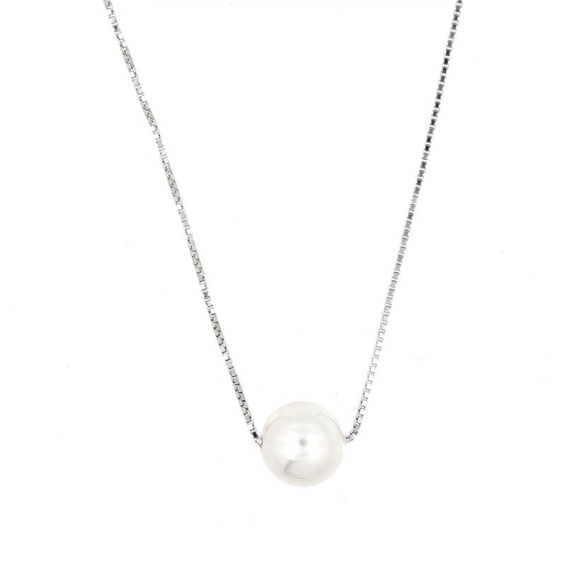 Sterling Silver Floating Shell Pearl Necklace