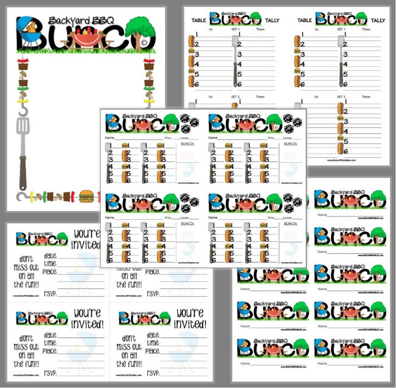 Backyard BBQ Bunco Printable Set Teacher Bunco Score Cards & Etsy