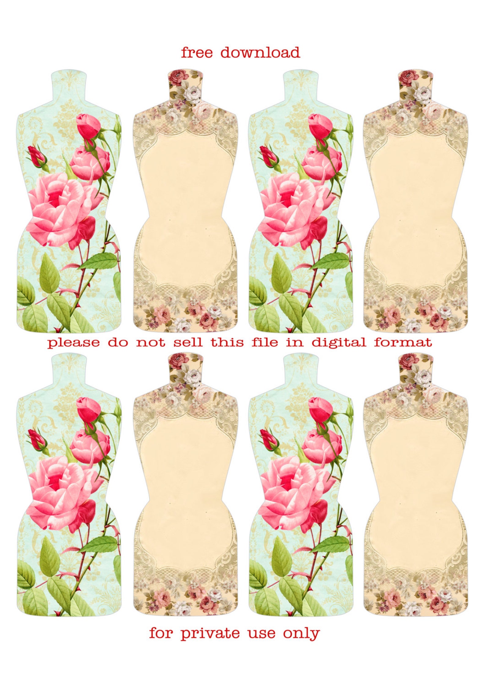 FREEBIE Printable Dress form Tags Digital Images Do not Etsy