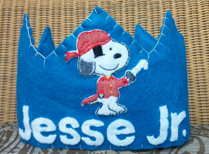 Pirate Snoopy Crown Personalized Felt Birthday Crown