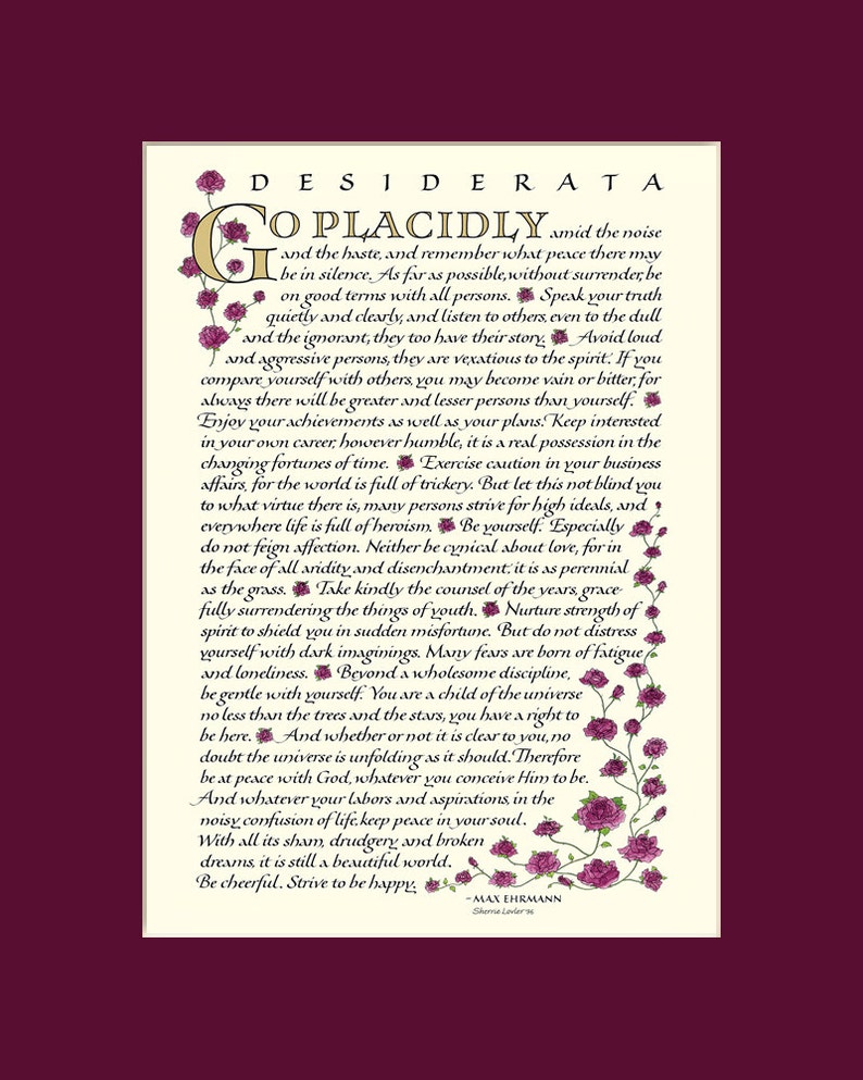 The Desiderata Poster by Max Ehrmann on Antique Parchment 