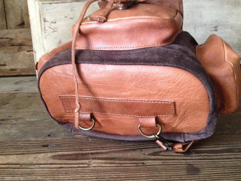 Rustic Brown Leather Backpack Rucksack Brown Suede Medium | Etsy
