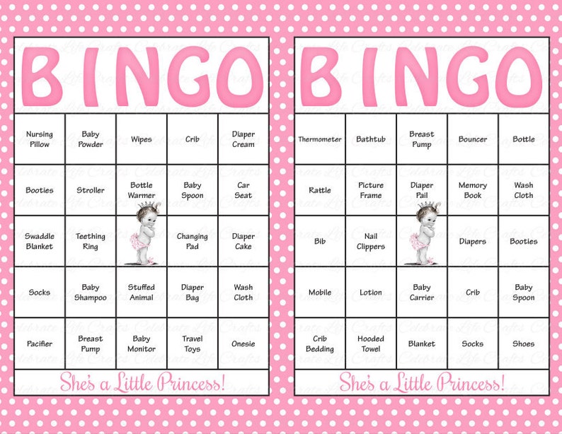 30 Baby Shower Bingo Cards Printable Party Baby Girl | Etsy