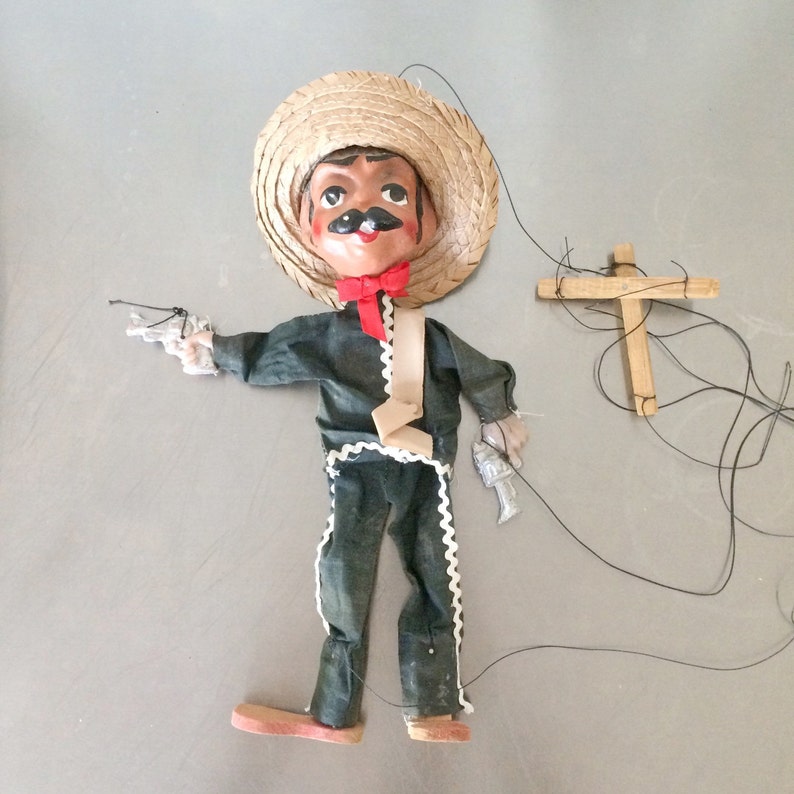 Mexican Vintage Puppet Spanish Man with Guns Etsy
