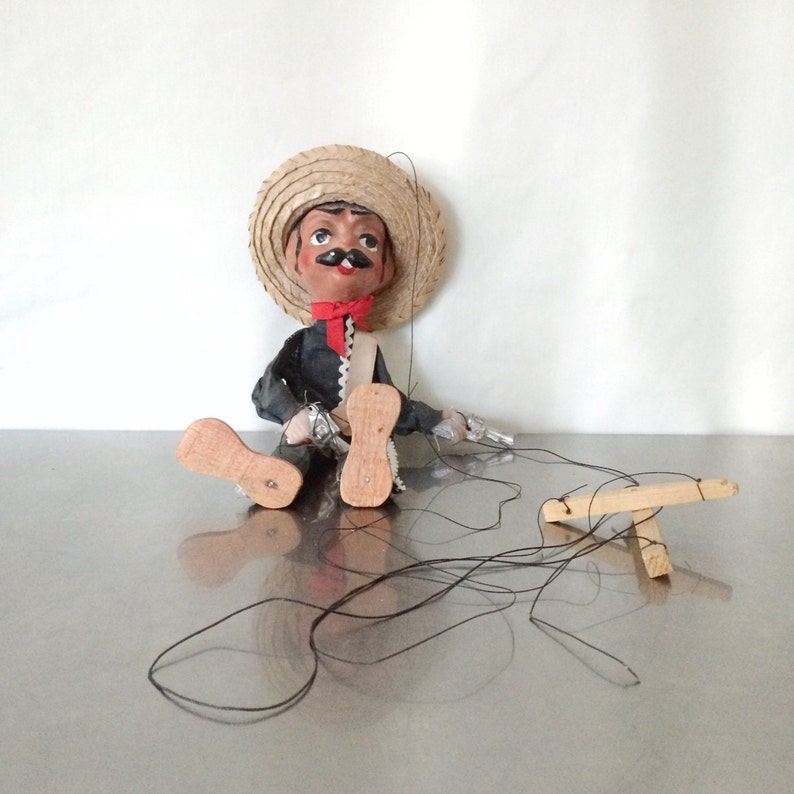 Mexican Vintage Puppet Spanish Man with Guns Etsy