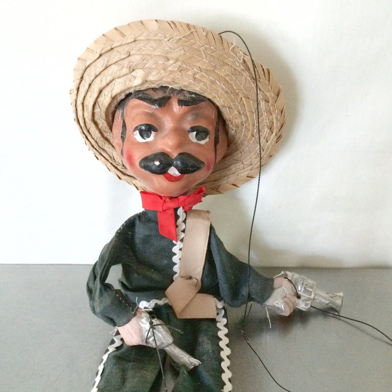 Mexican Vintage Puppet Spanish Man with Guns Etsy