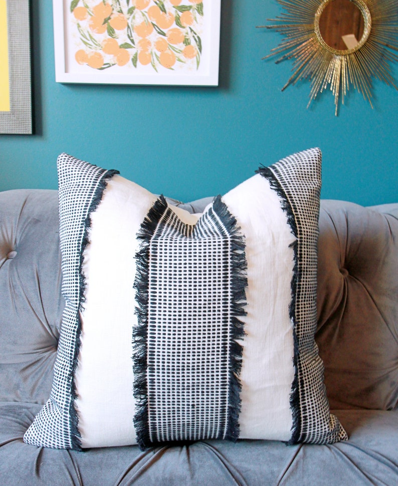 Tulum in Blue Schumacher Fringe Pillow Cover Fringe Blue and White Home Decor