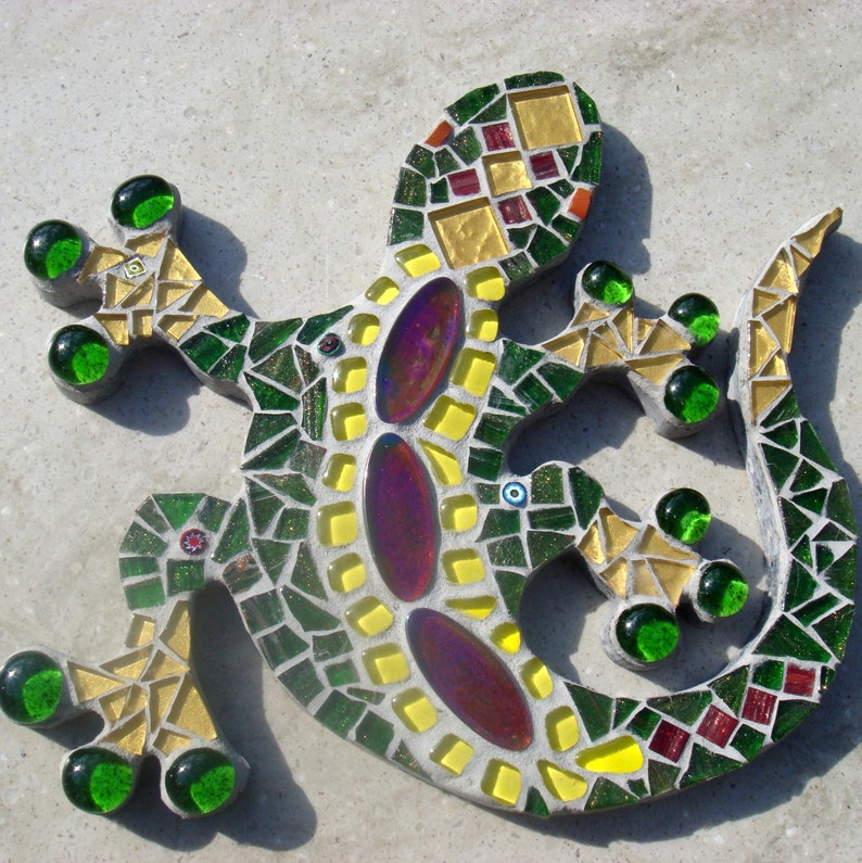 Mosaic Gecko Lizard Garden Yard Ornament Decoration wall