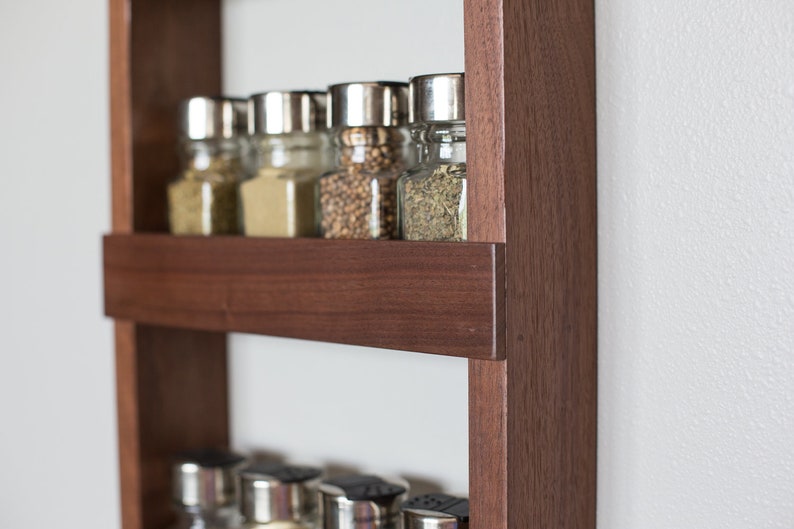 Black Walnut Spice Rack Four Shelf Long & Narrow Spice Rack | Etsy