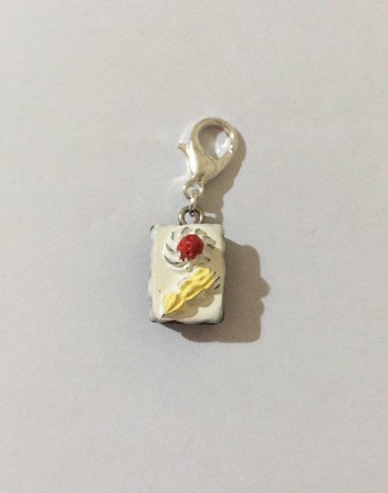 Chocolate Sponge Cake White Icing Clip on Charm Junk Journal Gift Planner Charm Unique Gift Ideas Stitch Marker Pendant Bag Charm
