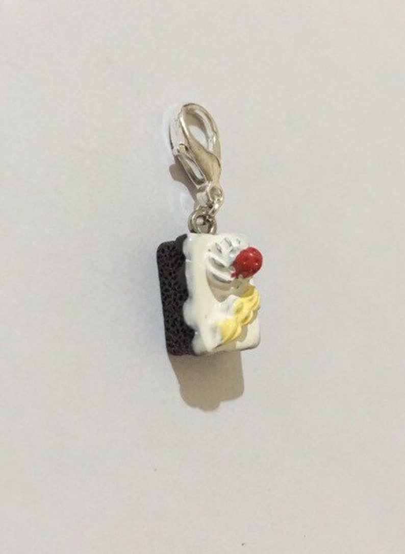Chocolate Sponge Cake White Icing Clip on Charm Junk Journal Gift Planner Charm Unique Gift Ideas Stitch Marker Pendant Bag Charm