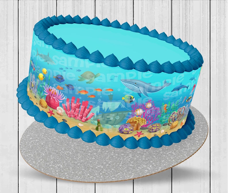 Under the Sea Choose From Drop-Down Menu Cake Wraps or Full Set Icing Image Birthday Decoration Edible Round Cake Topper