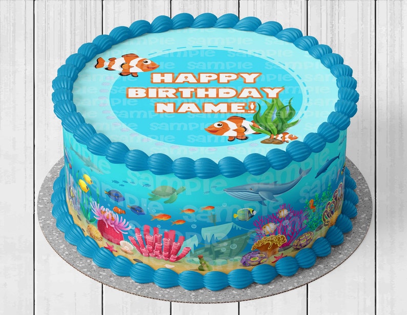 Under the Sea Choose From Drop-Down Menu Cake Wraps or Full Set Icing Image Birthday Decoration Edible Round Cake Topper