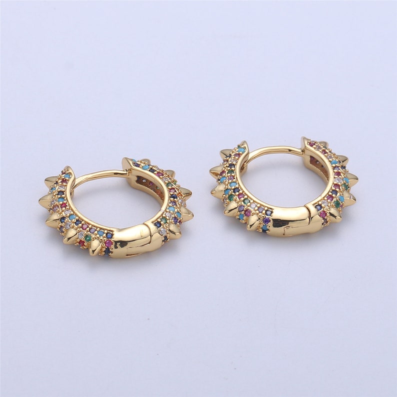 Spike earrings Micro Pave Spike hoops Gold spike earrings | Etsy