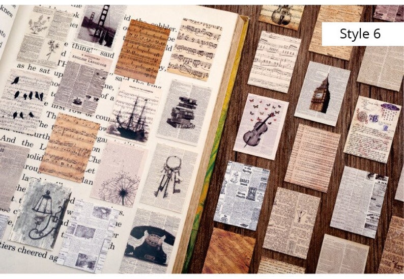 Mini Cards for Junk Journal Supplies Postage Stamp and Vintage Art and Document Designs Travelers Notebook Collages Botanical Ephemera