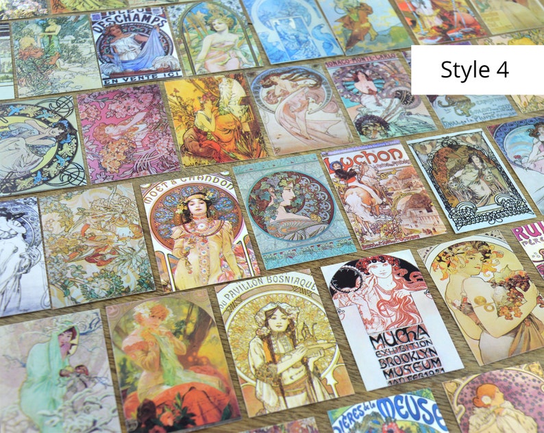Mini Cards for Junk Journal Supplies Postage Stamp and Vintage Art and Document Designs Travelers Notebook Collages Botanical Ephemera
