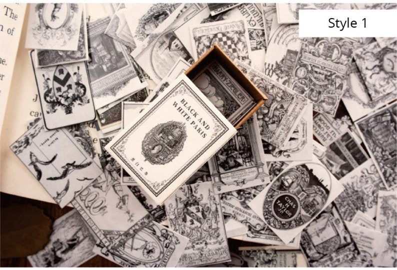 Mini Cards for Junk Journal Supplies Postage Stamp and Vintage Art and Document Designs Travelers Notebook Collages Botanical Ephemera