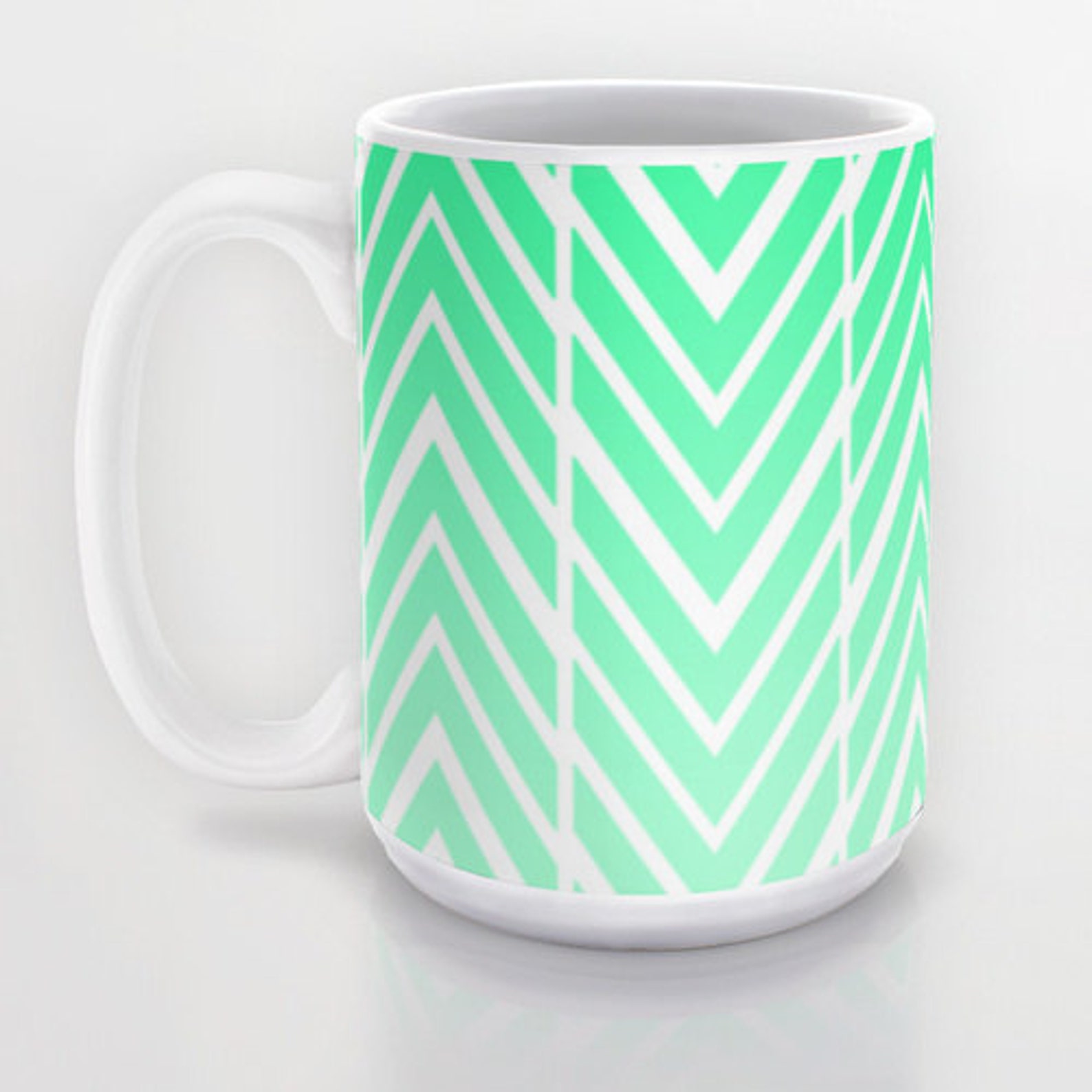 Mint Green Coffee Mug Green and White Arrows Coffee Cup Etsy