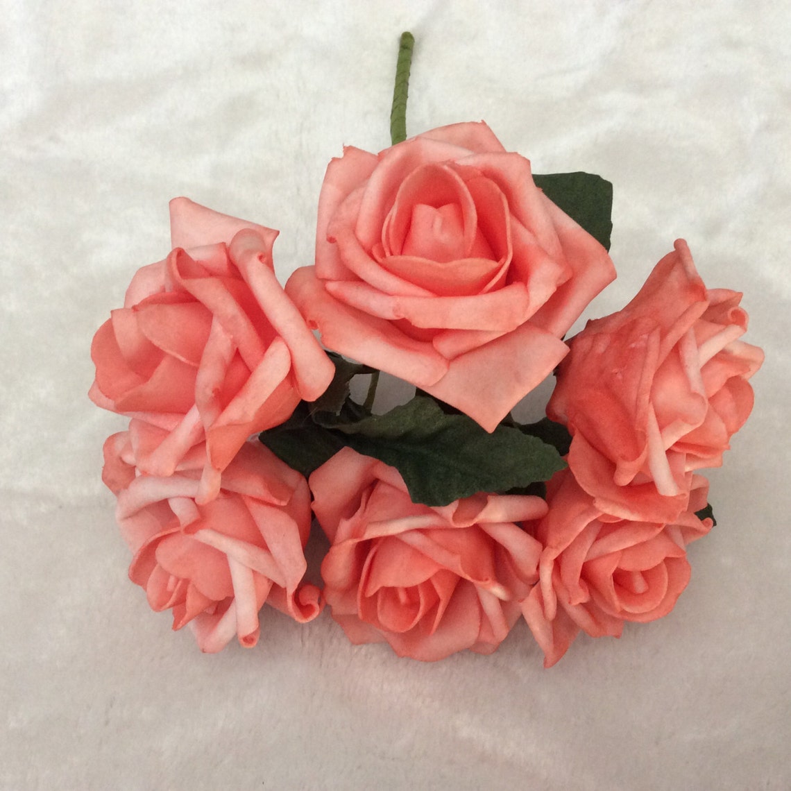 36 pcs Coral Flowers Fake Roses For Wedding Bouquet Coral Etsy
