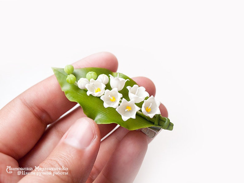 Hair Clip Lily of the valley Polymer Clay Flowers Etsy