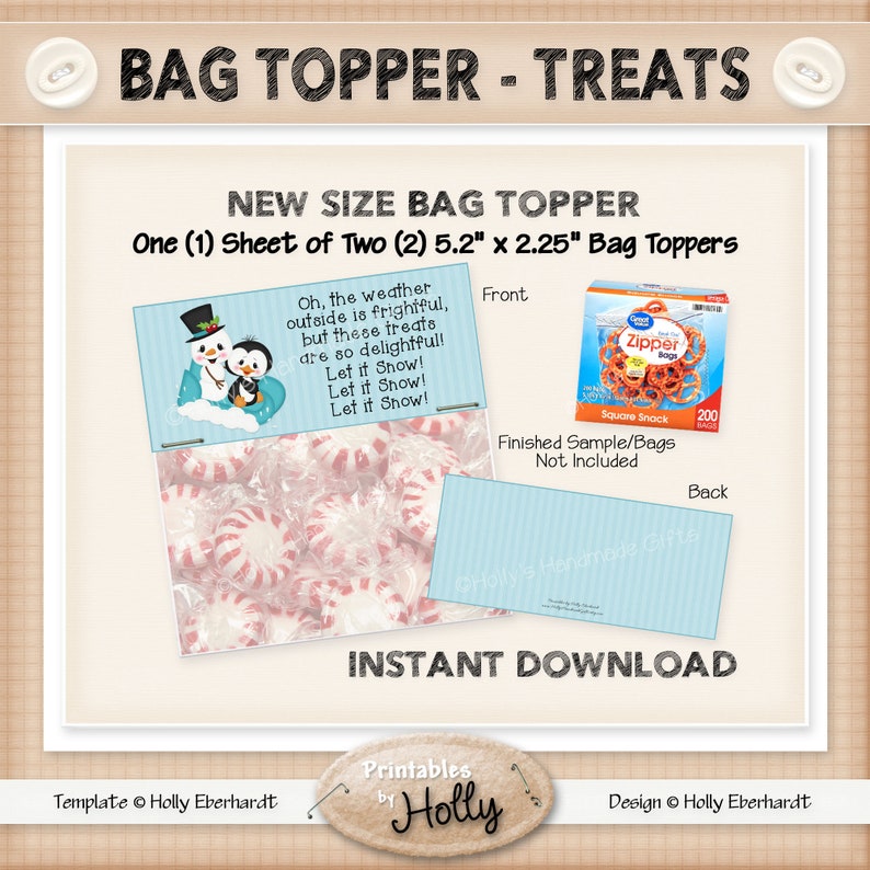 Beginner Project Bag Topper SALE!! HEBER/_1752 Instant Download Printable TREATS Winter