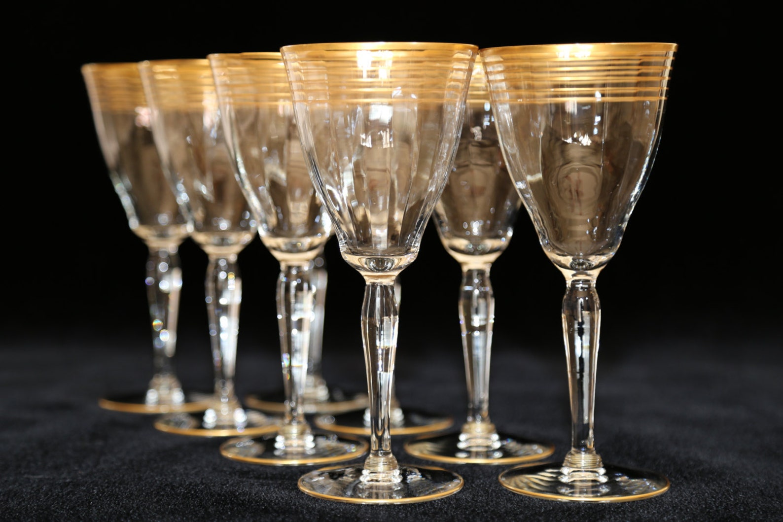 Gold Rim Crystal Water Glasses Gold Trim Crystal Wine Etsy