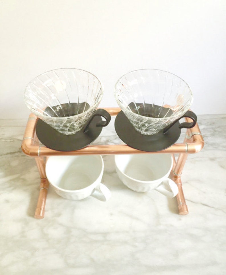 Coffee Stand With Cones Copper Pipe Double Pour Over Set ...