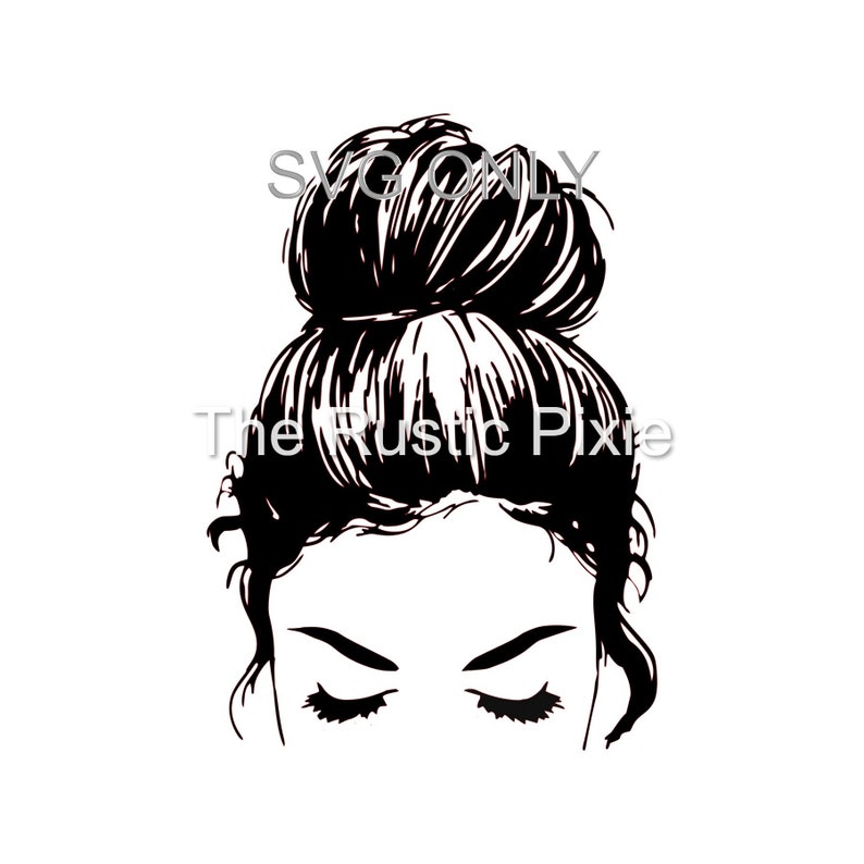 Download Messy Bun SVG / svg / hair bun SVG / Girl with lashes/ Top ...