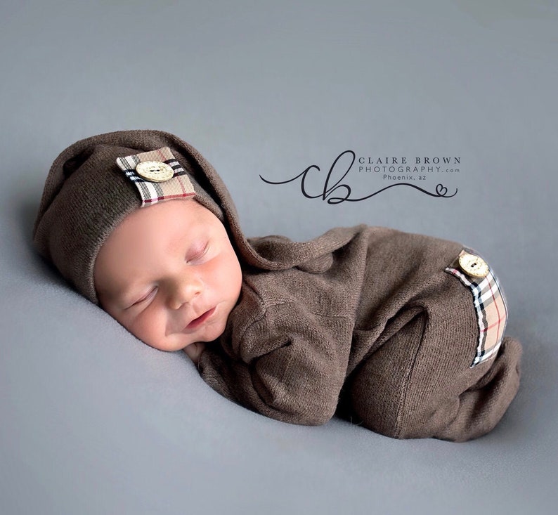 Newborn footed sleeperbaby pajamasfooted romper and hat sky Etsy