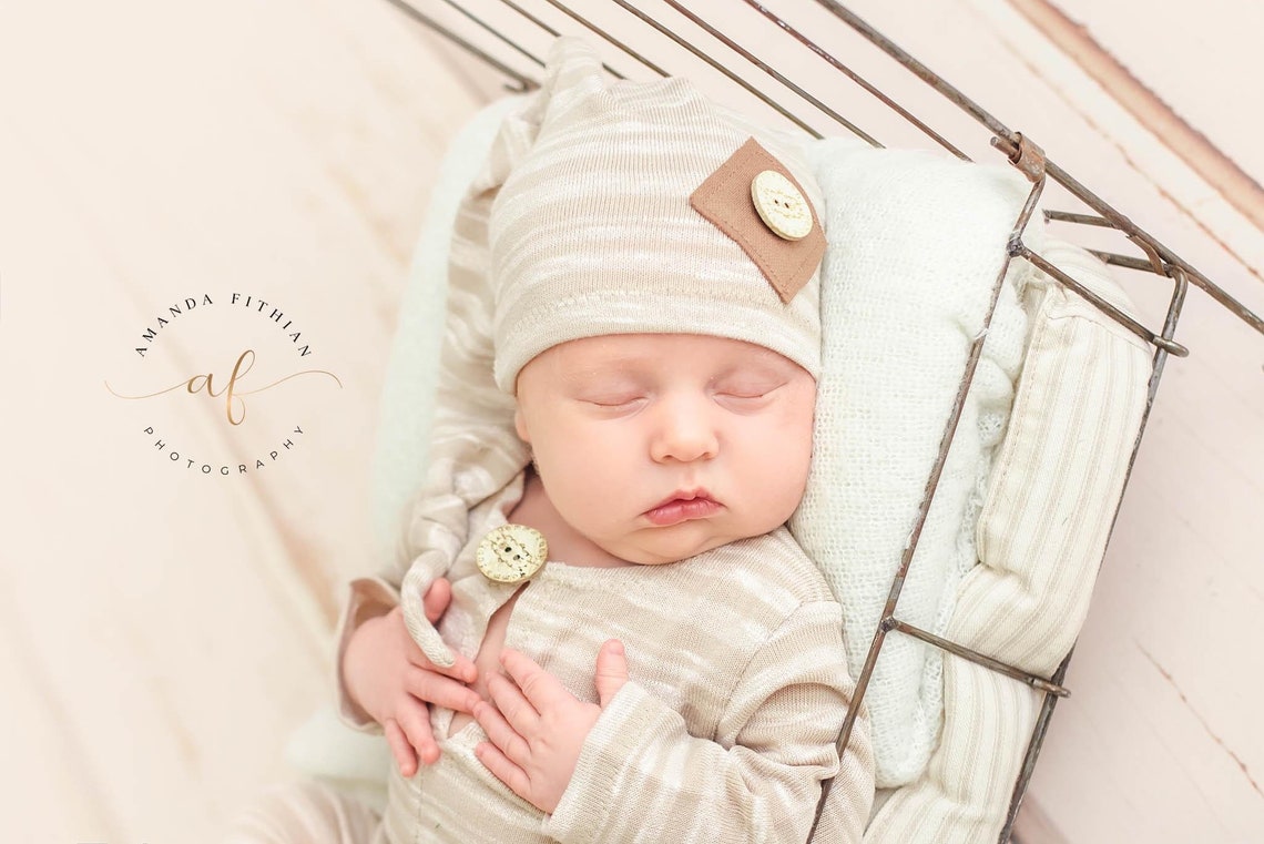 Newborn footed sleeperbaby pajamasfooted romper and hat sky Etsy