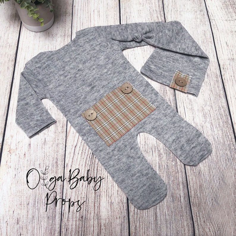 Newborn footed sleeperbaby pajamasfooted romper and hat sky Etsy