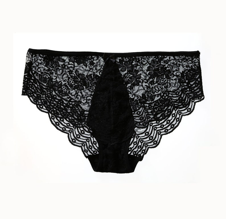 Black Lace Panties. Lace LIngerie. Scalloped Edge Lace | Etsy