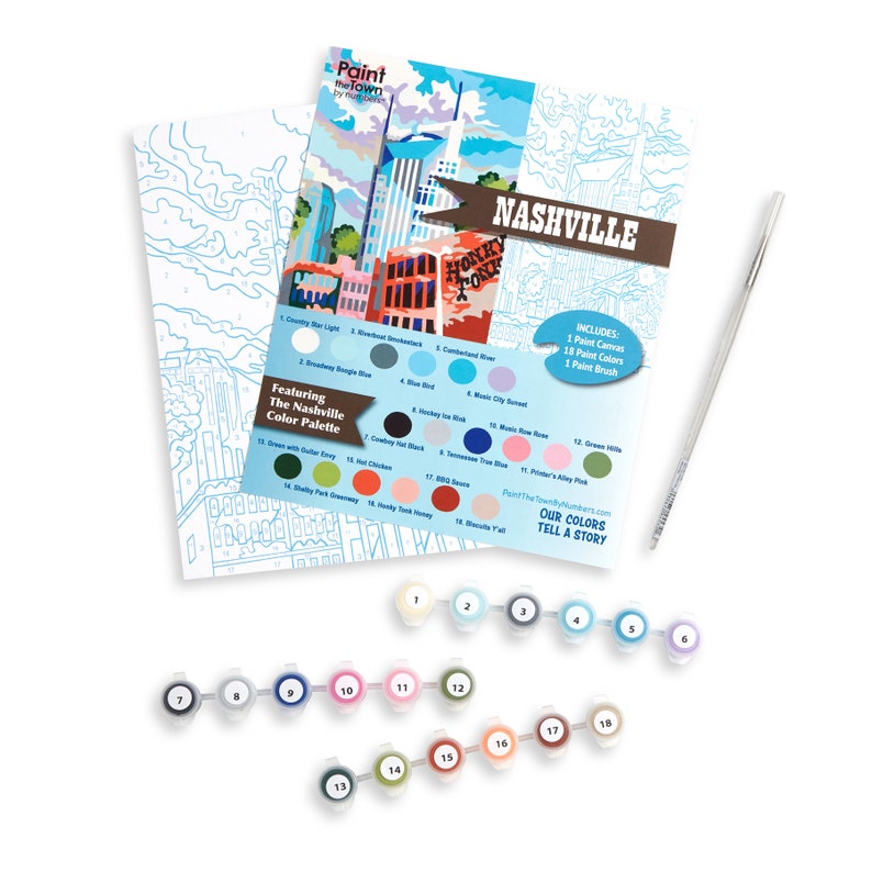 Nashville Paint by Numbers Kit / Updated to 8 X 10 inch size Etsy