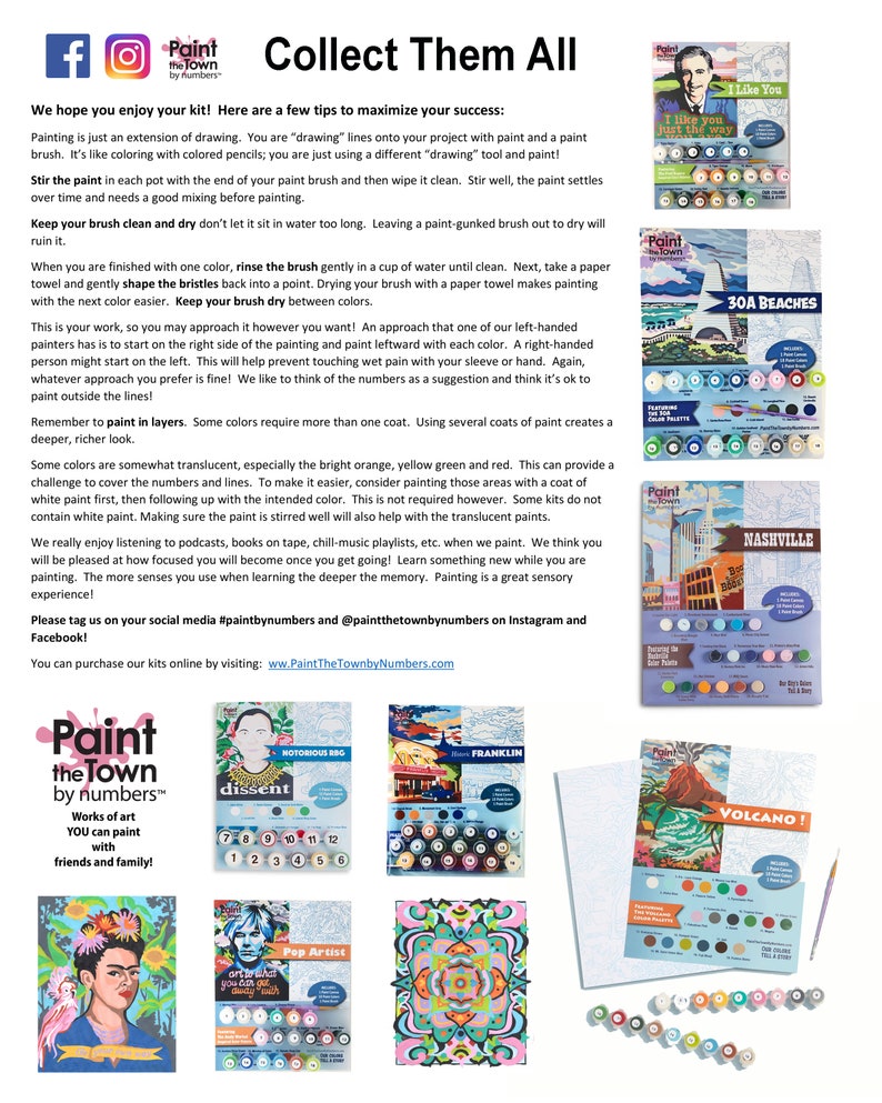 Nashville Paint by Numbers Kit / Updated to 8 X 10 inch size Etsy